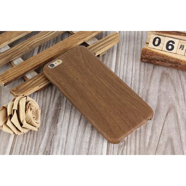 Wood Grain Leather Coated Plastic Case for iPhone 6s 6 4.7 inch - Brown-2