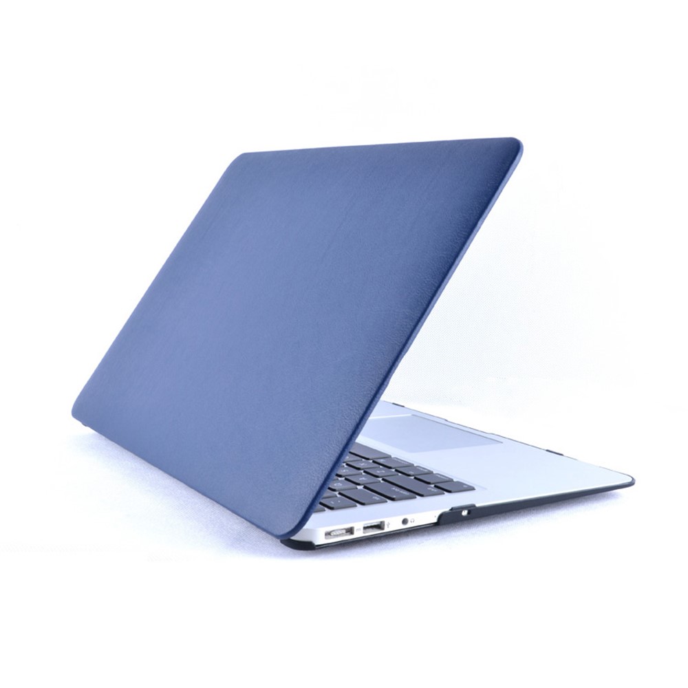 Leather Coated PC Protective Case for MacBook Air 13.3 Inch - Dark Blue