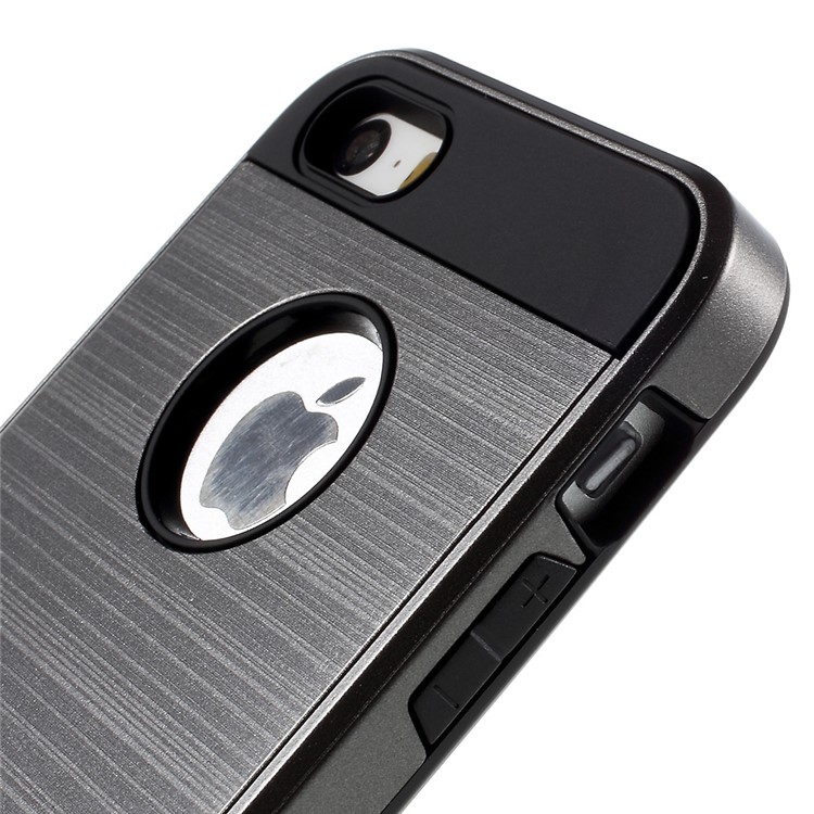 2 in 1 TPU and PC Hybrid Shell for iPhone SE 5s 5 - Grey-5