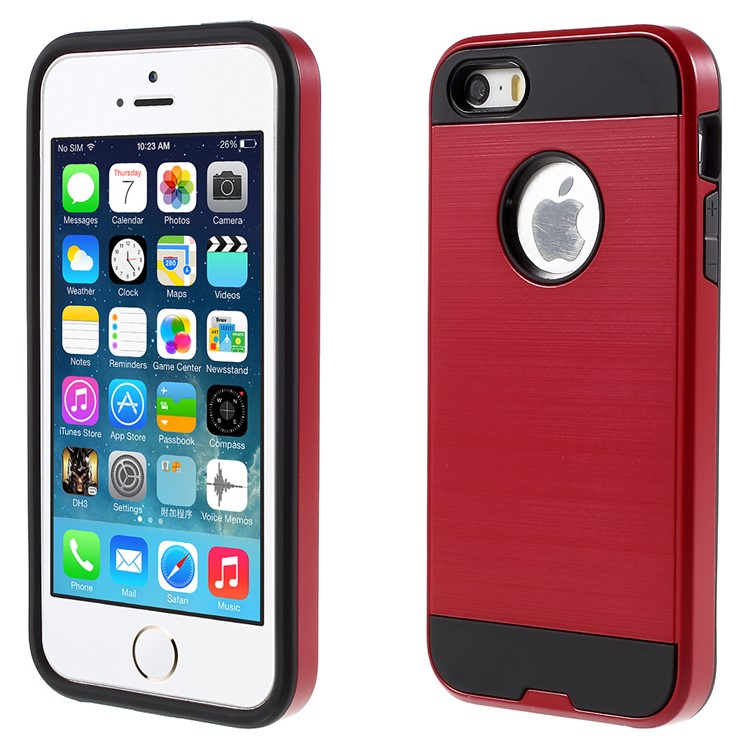 2 in 1 PC and TPU Combo Case for iPhone SE 5s 5 - Red-1