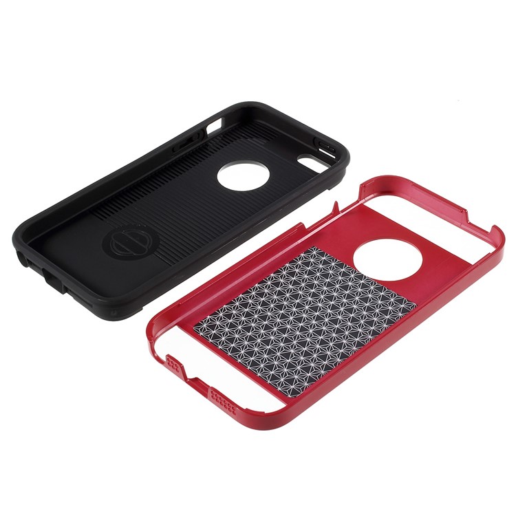 2 in 1 PC and TPU Combo Case for iPhone SE 5s 5 - Red-4