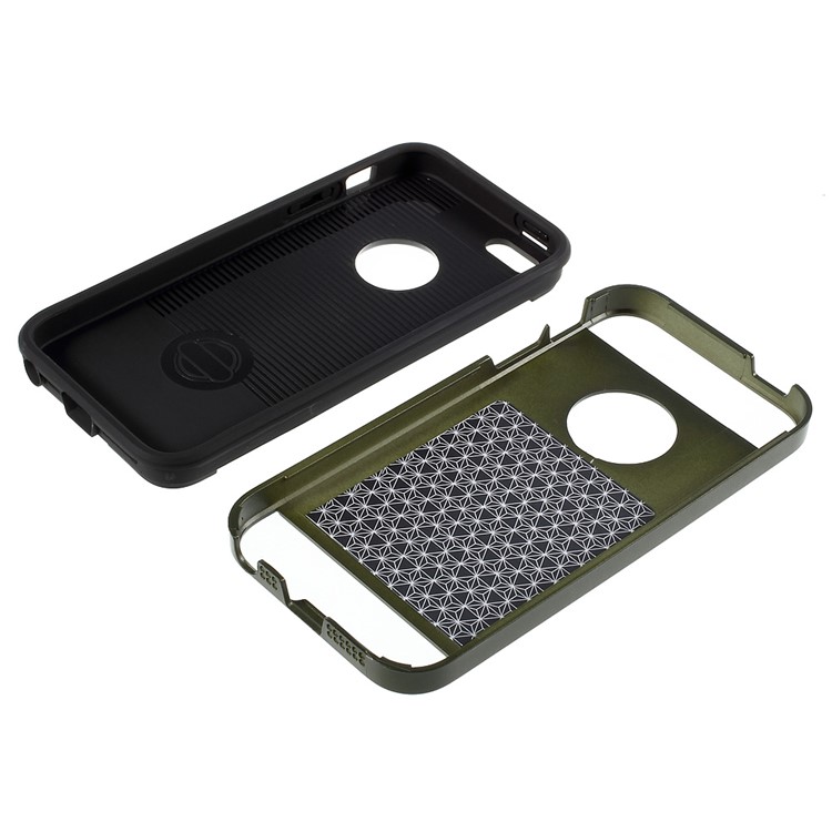 2 in 1 TPU and PC Hybrid Protective Cover for iPhone SE 5s 5 - Army Green-4