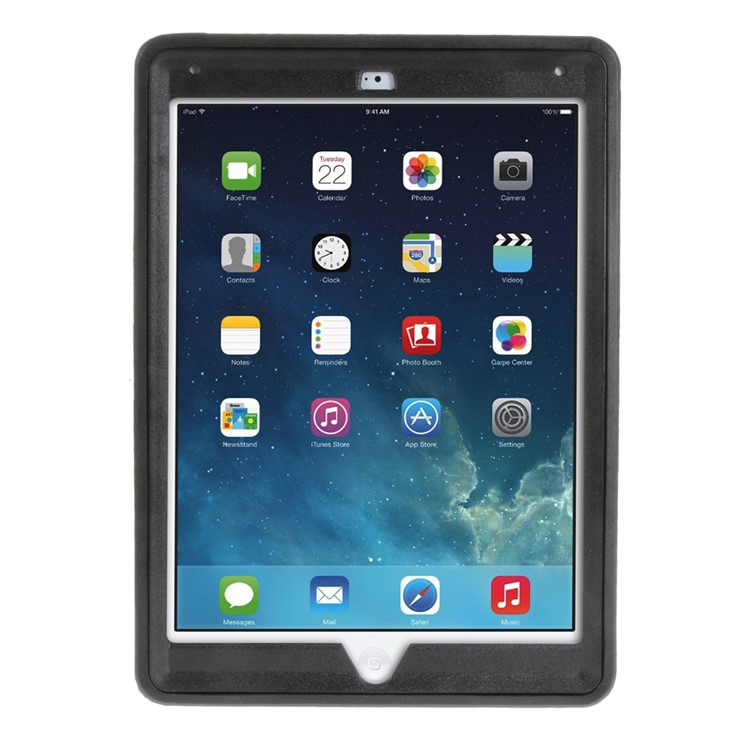 Heavy Duty PC TPU Hybrid Case for iPad Air 2 with Touchable Screen Protector - Black-3