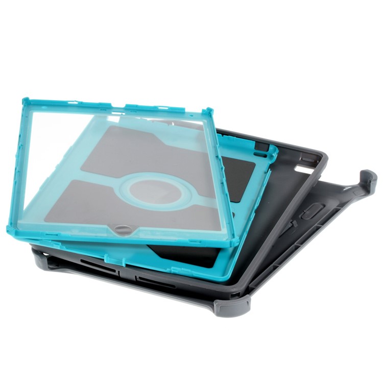 Heavy Duty PC TPU Hybrid Case for iPad Air 2 with Touchable Screen Protector - Grey / Blue-5