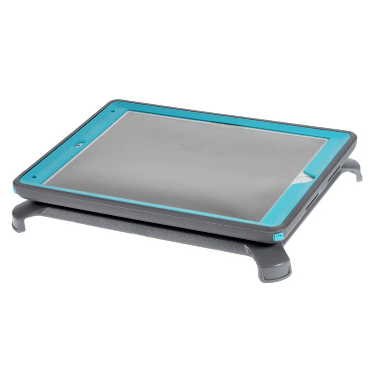 Heavy Duty PC TPU Hybrid Case for iPad Air 2 with Touchable Screen Protector - Grey / Blue-6