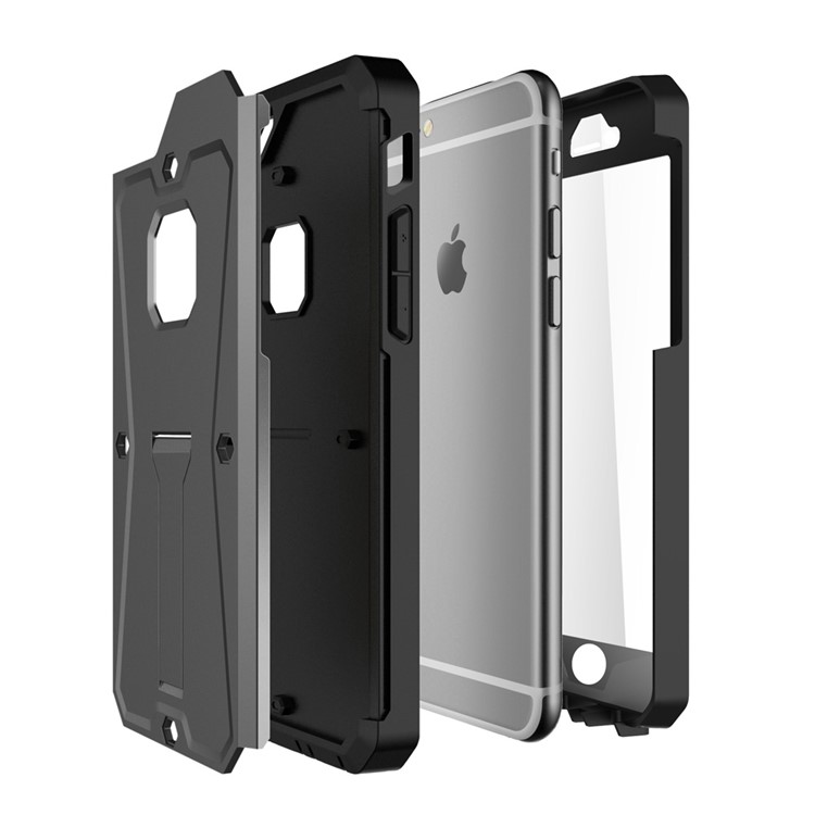 For iPhone 6 / 6s 4.7 inch PC TPU Hybrid Heavy Duty Cover with Kickstand - Grey-2