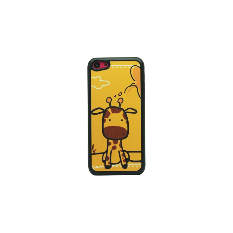 Cartoon Giraffe Pattern Glittery Powder Back Phone Cover for iPhone 5c-1