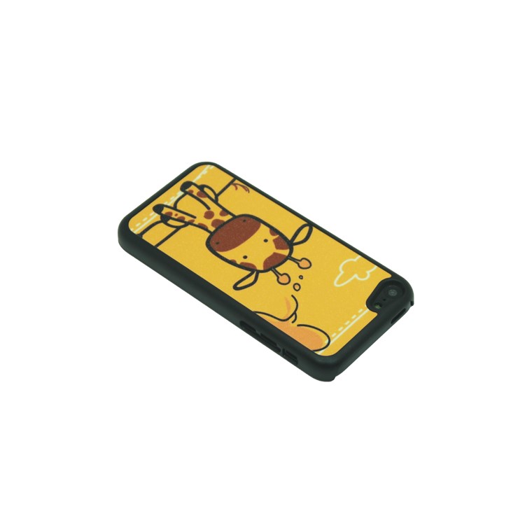Cartoon Giraffe Pattern Glittery Powder Back Phone Cover for iPhone 5c-3
