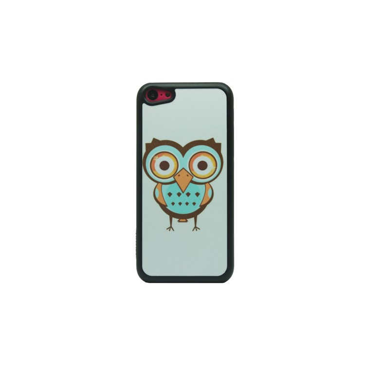 Owl Pattern Glittery Powder Back Phone Cover for iPhone 5c-1