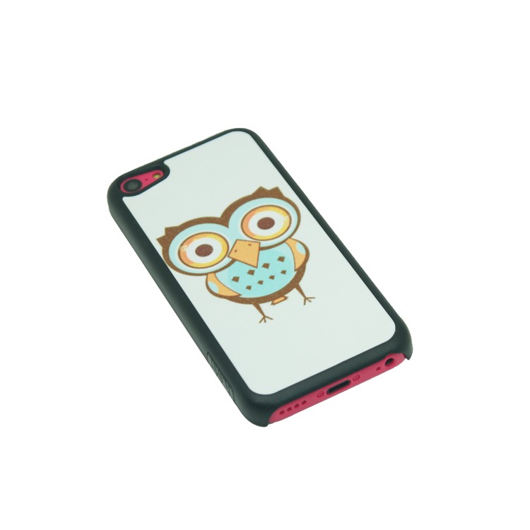 Owl Pattern Glittery Powder Back Phone Cover for iPhone 5c-3