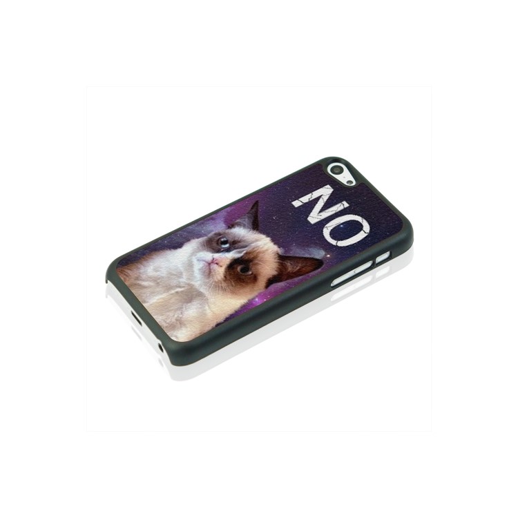 Leather Coated PC Shell for iPhone 5c - Angry Cat Pattern-2