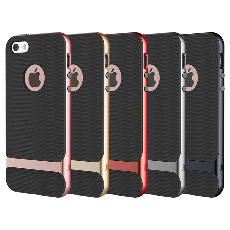 ROCK Royce Series PC and TPU Hybrid Case for iPhone SE 5s 5 - Grey-4