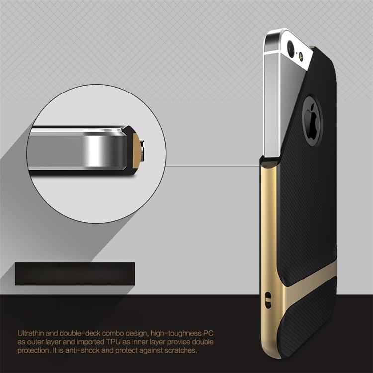 ROCK Royce Series PC and TPU Combo Phone Case for iPhone SE 5s 5 - Gold-4