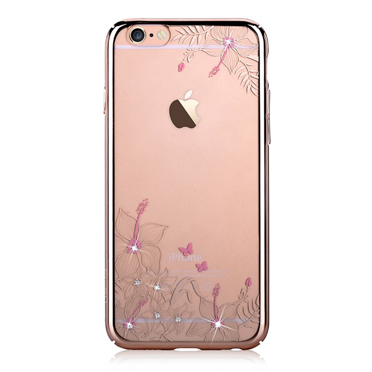 DEVIA Crystal Plating PC Hard Cover for iPhone 6 6s - Beautiful Flowers and Butterflies / Gold-1