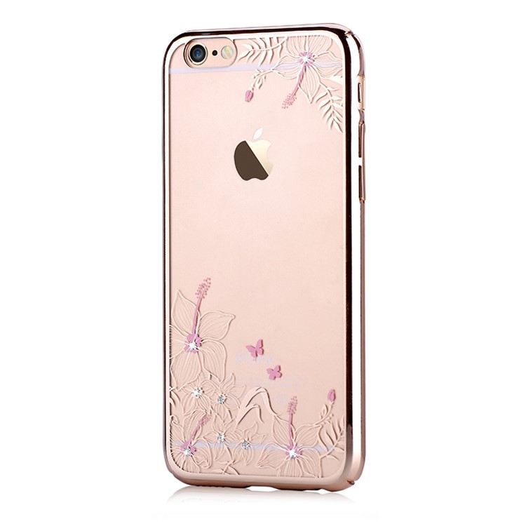 DEVIA Crystal Plating PC Hard Cover for iPhone 6 6s - Beautiful Flowers and Butterflies / Gold-2
