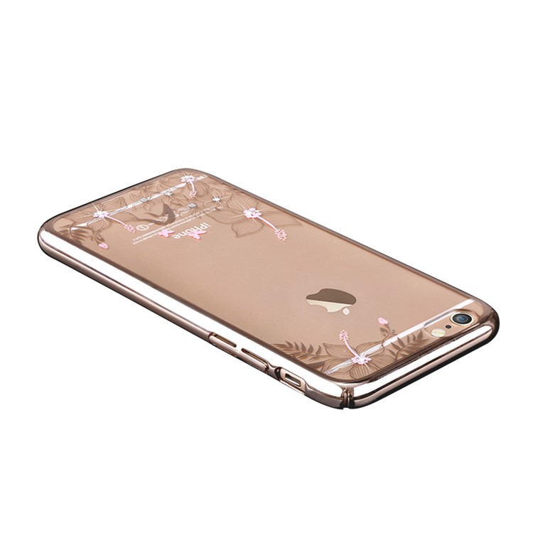 DEVIA Crystal Plating PC Hard Cover for iPhone 6 6s - Beautiful Flowers and Butterflies / Gold-3