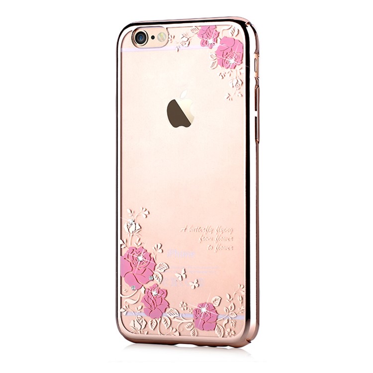 DEVIA Crystal Plating PC Hard Case Cover for iPhone 6 6s - Pretty Roses and Butterflies / Gold-2
