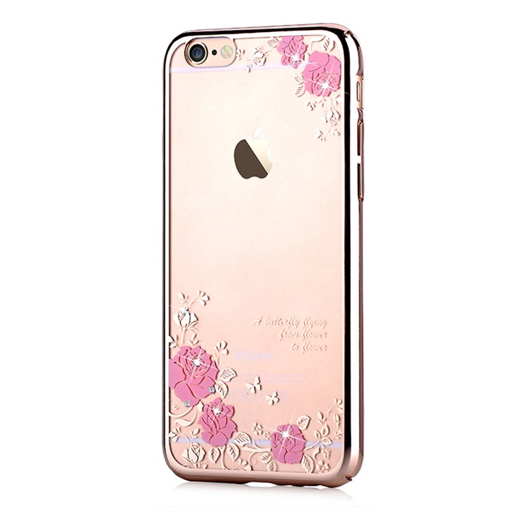 Devia Crystal Talling PC Hard Case Cover Для Iphone 6 6s - Красивые Розы и Бабочки / Золото-2