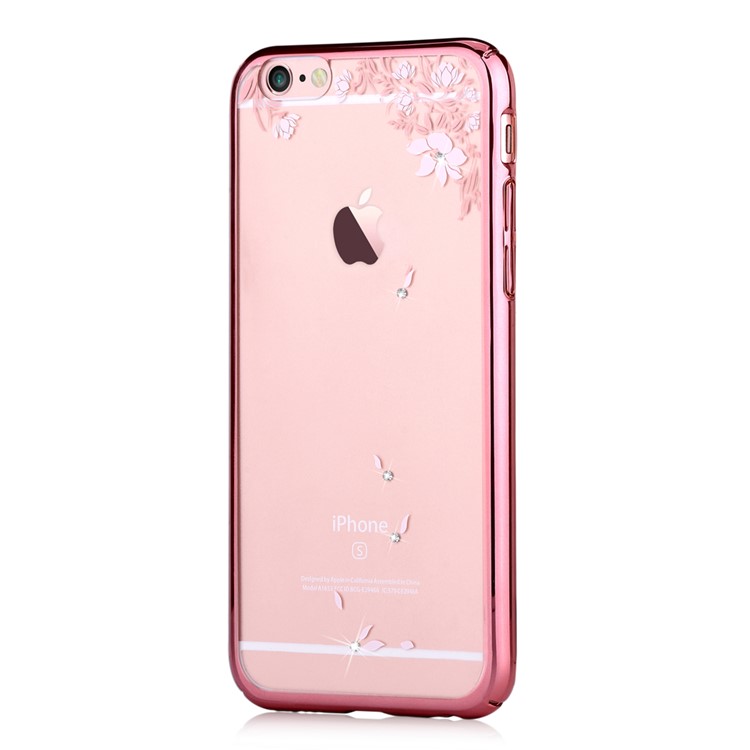 DEVIA Swarovski Crystal Plating Hard Cover for iPhone 6 6s 4.7-inch - Fallen Flowers / Rose Gold-1