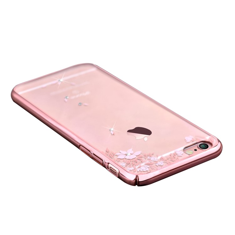 DEVIA Swarovski Crystal Plating Hard Cover for iPhone 6 6s 4.7-inch - Fallen Flowers / Rose Gold-2