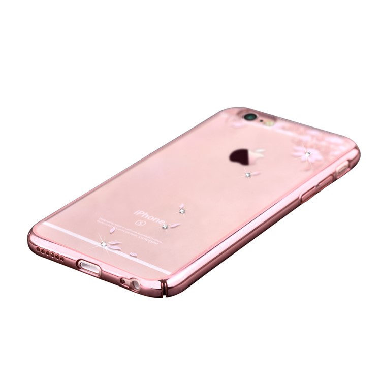DEVIA Swarovski Crystal Plating Hard Cover for iPhone 6 6s 4.7-inch - Fallen Flowers / Rose Gold-3