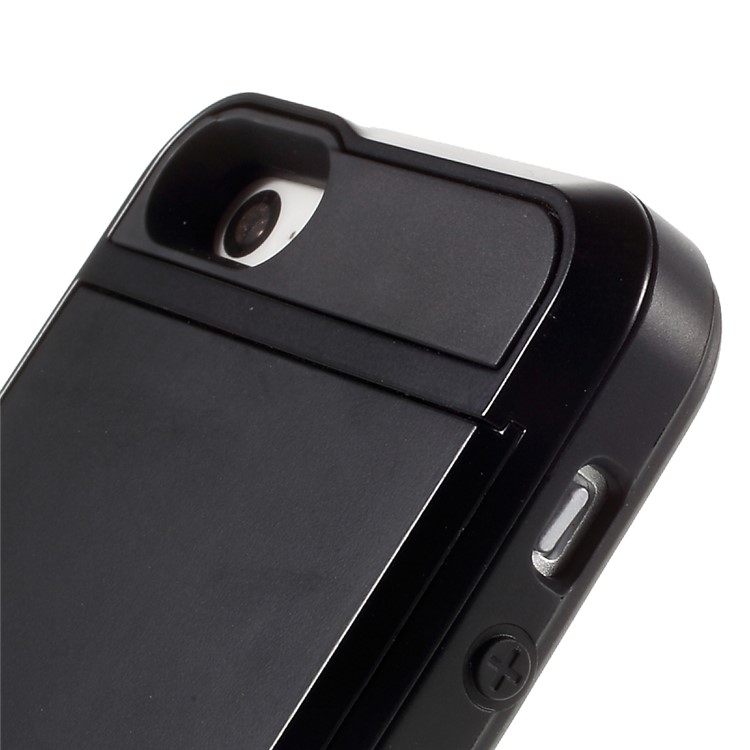 Slide Card Slot Plastic + TPU Hybrid Phone Case for iPhone SE 5s 5 - Black-4