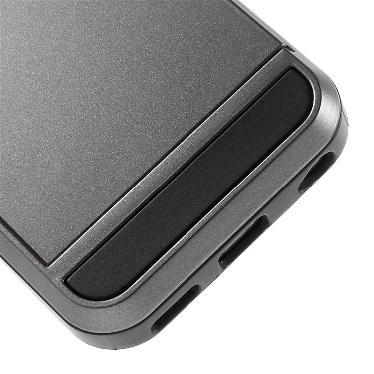 For iPhone SE 5s 5 Slide Card Slot Plastic + TPU Protector Case Cover - Grey-5