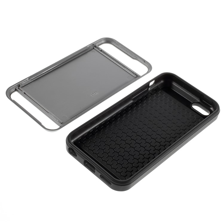 For iPhone SE 5s 5 Slide Card Slot Plastic + TPU Protector Case Cover - Grey-6
