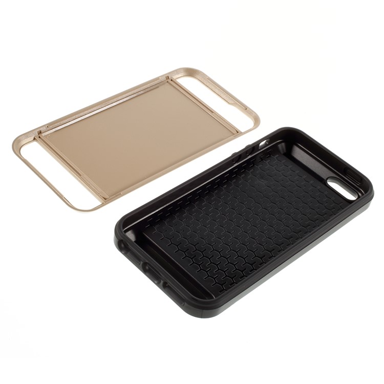 Slide Card Slot Plastic + TPU Protective Case for iPhone SE 5s 5 - Champagne-6