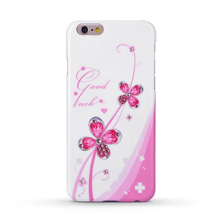 KINGXBAR Swarovski Romantic Girl Hard Phone Case for iPhone 6s / 6 - Pink Four-leaf Clover-1