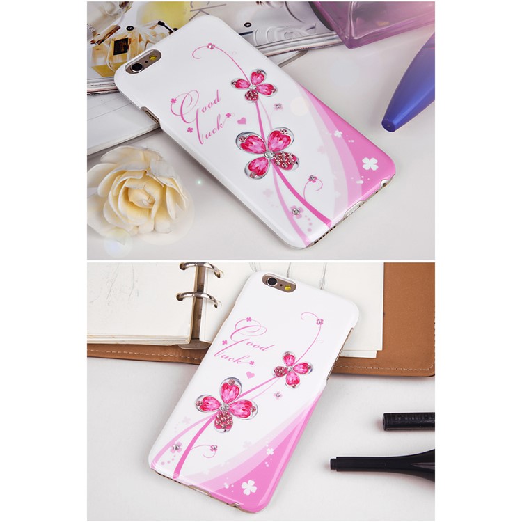 KINGXBAR Swarovski Romantic Girl Hard Phone Case for iPhone 6s / 6 - Pink Four-leaf Clover-5