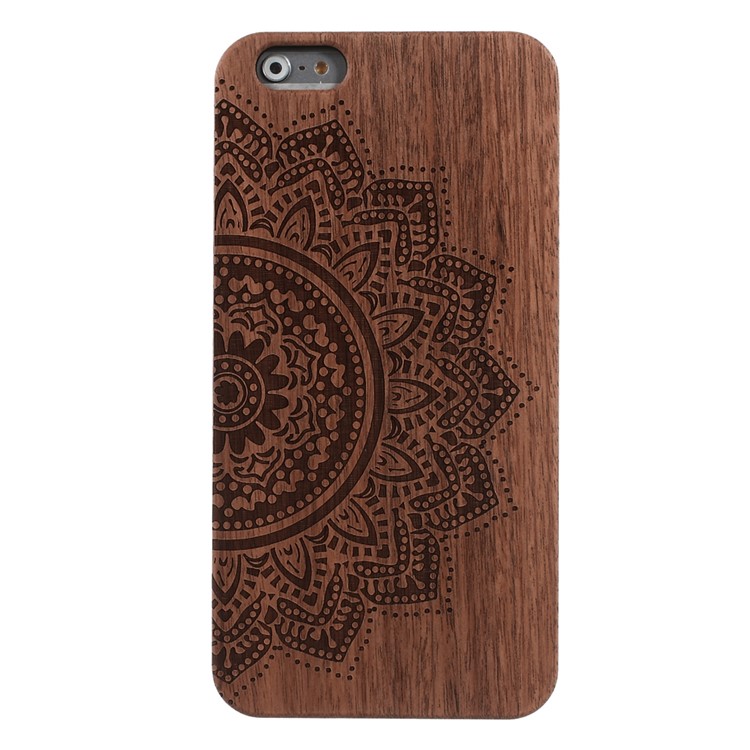 Wood Grain Plastic PC Phone Case for iPhone 6s / 6 - Mandala Flower Pattern-1