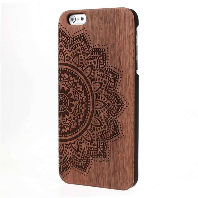 Wood Grain Plastic PC Phone Case for iPhone 6s / 6 - Mandala Flower Pattern-3
