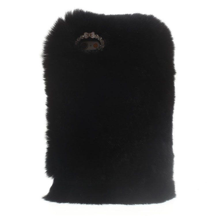 Winter Warmer Rabbit Fur Lady TPU Case for iPhone 6s / 6 - Black-1
