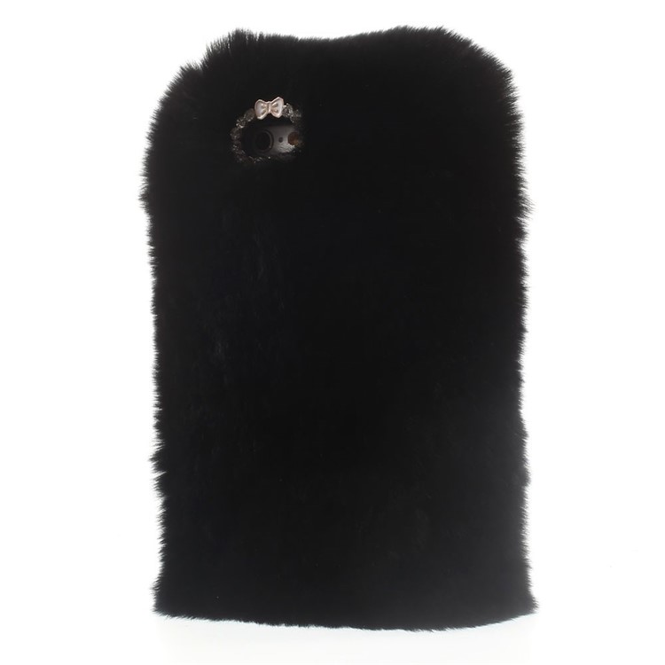 Winter Warmer Rabbit Fur Lady TPU Case for iPhone 6s / 6 - Black-3