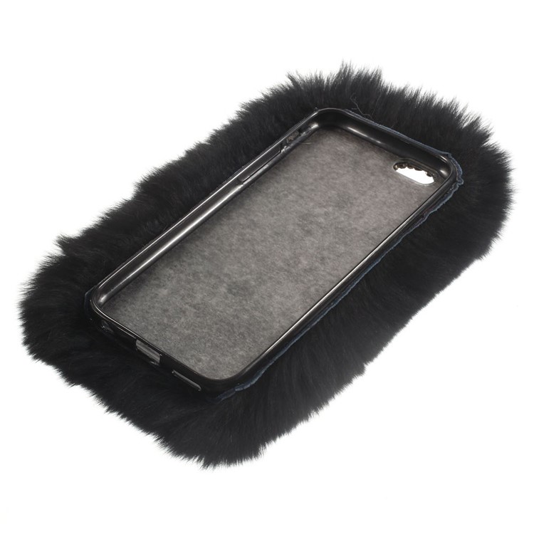 Winter Warmer Rabbit Fur Lady TPU Case for iPhone 6s / 6 - Black-5