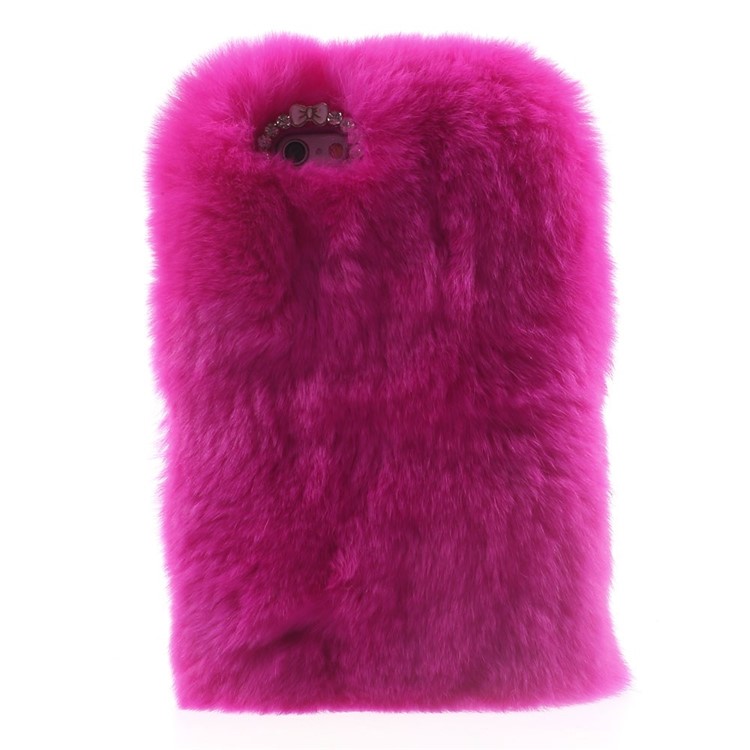 Winter Warmer Rabbit Fur Lady Cover for iPhone 6s / 6 - Rose-1