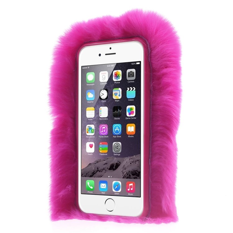 Winter Warmer Rabbit Fur Lady Cover for iPhone 6s / 6 - Rose-2