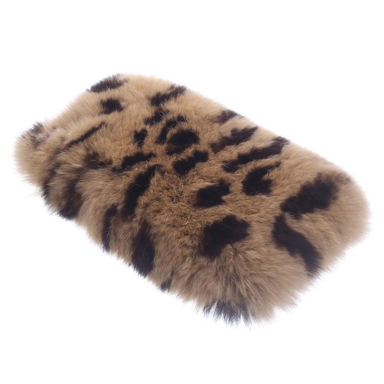 Winter Warmer Rabbit Fur Lady Shell for iPhone 6s / 6 - Brown Leopard Pattern-4
