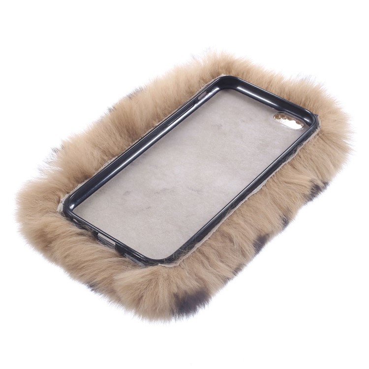 Winter Warmer Rabbit Fur Lady Shell for iPhone 6s / 6 - Brown Leopard Pattern-5