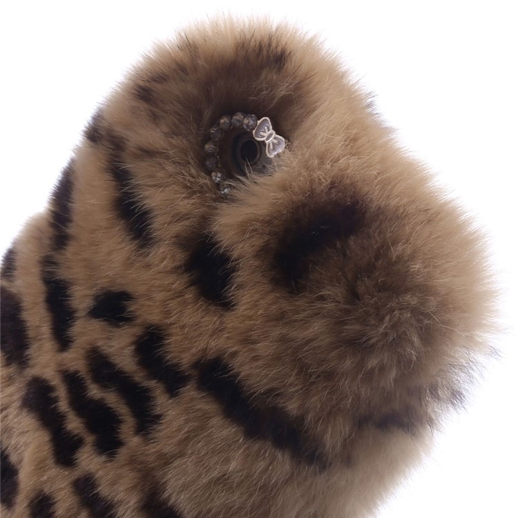 Winter Warmer Rabbit Fur Lady Shell for iPhone 6s / 6 - Brown Leopard Pattern-6