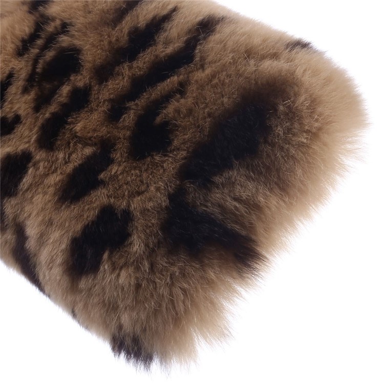 Winter Warmer Rabbit Fur Lady Shell for iPhone 6s / 6 - Brown Leopard Pattern-7