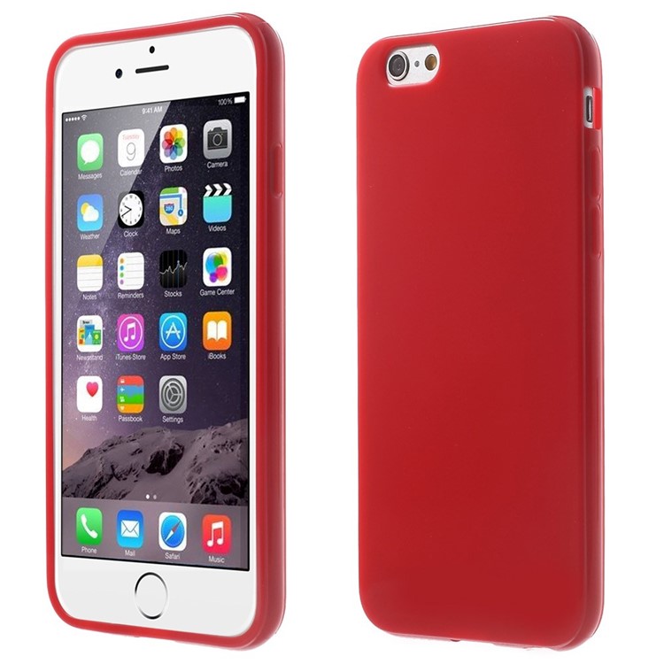 Solid Color Glossy TPU Gel Cover for iphone 6 / 6s - Red-1