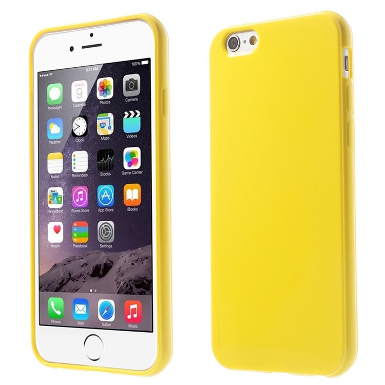 Solid Color Glossy TPU Gel Skin Case for iphone 6 / 6s - Yellow-1