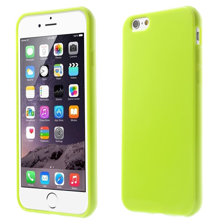 Solid Color Glossy TPU Gel Skin Cover for iphone 6 / 6s - Green-1