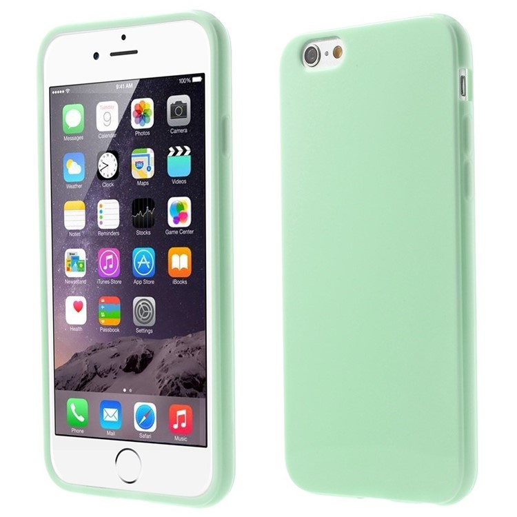 Solid Color Glossy TPU Gel Case for iphone 6 / 6s - Cyan-1