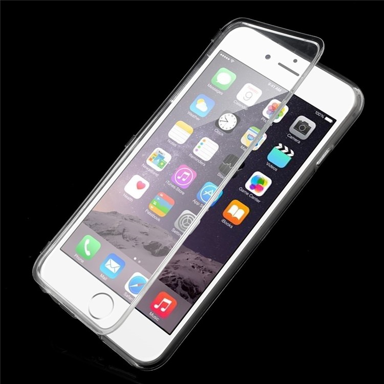 TPU Folio Flip Glossy Case for iPhone 6 Plus - Transparent-1