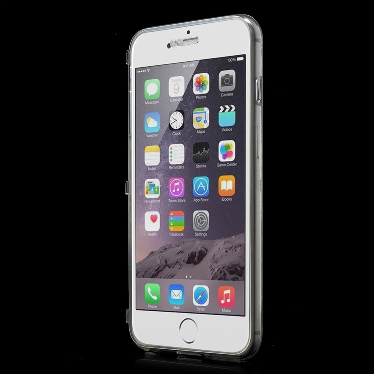 TPU Folio Flip Glossy Case for iPhone 6 Plus - Transparent-2