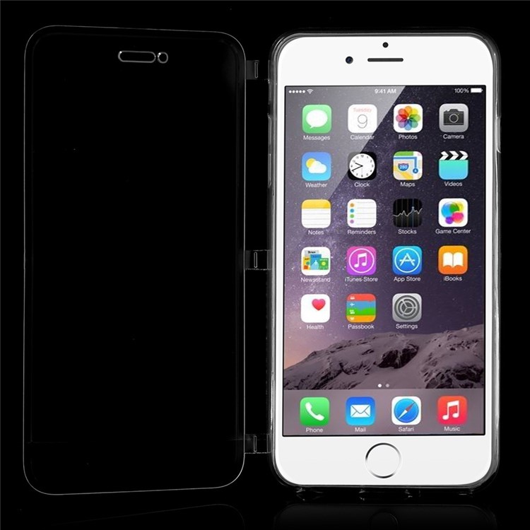 TPU Folio Flip Glossy Case for iPhone 6 Plus - Transparent-4