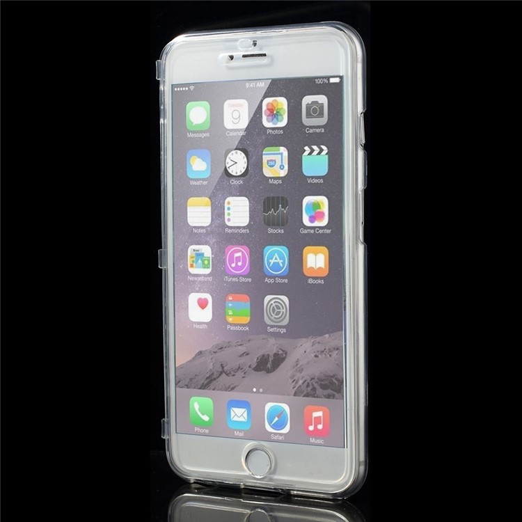 Touchable Screen Folio Flip TPU Case for iPhone 6 Plus / 6s Plus - Transparent-2